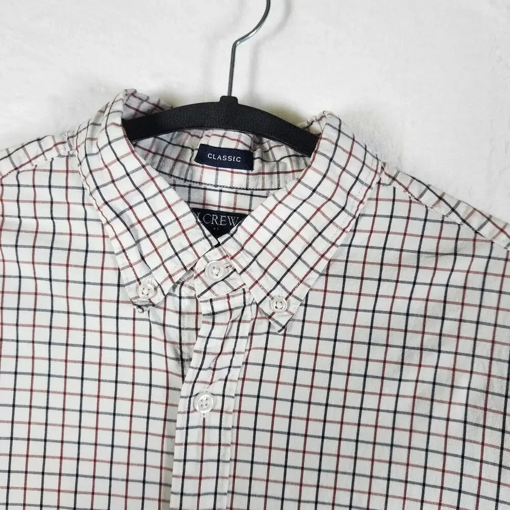 J‎ Crew Classic Flex Washed Checked Long Sleeve Button Down Shirt Size Medium